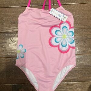 Jacadi Pink and Blue Floral Kids Swim One Piece